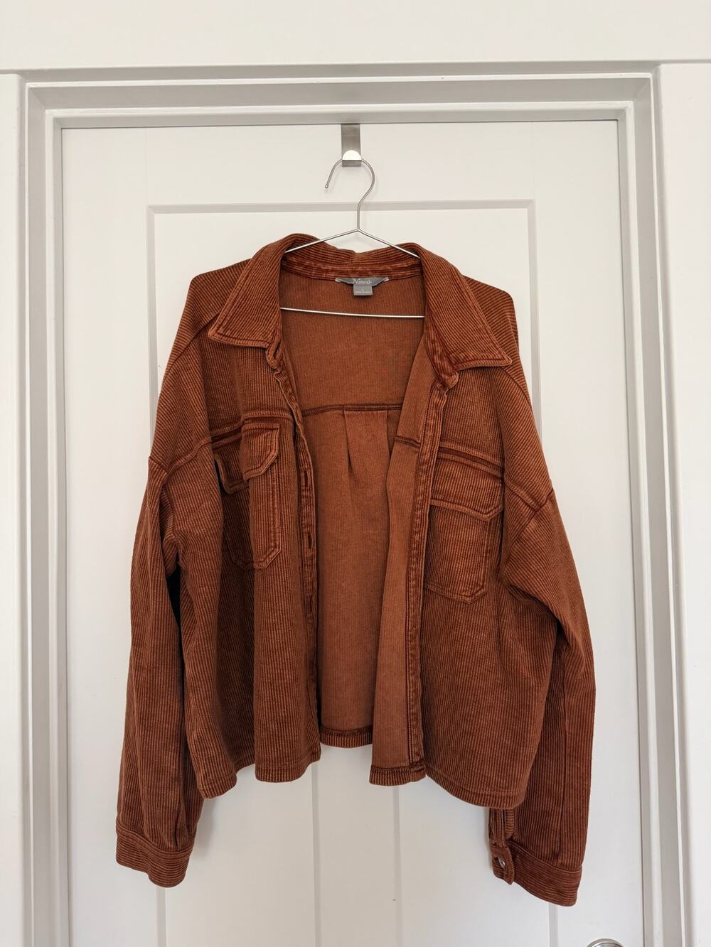 Naturals Rust Brown Ribbed Knit Shirt Jacket XL